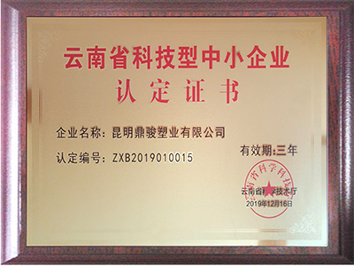 鼎駿-云南省科技型中小企業(yè)認(rèn)定證書